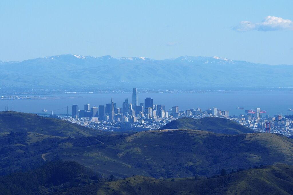 Photo showing San Francisco as seen from the top of Mt. Tam in Marin County