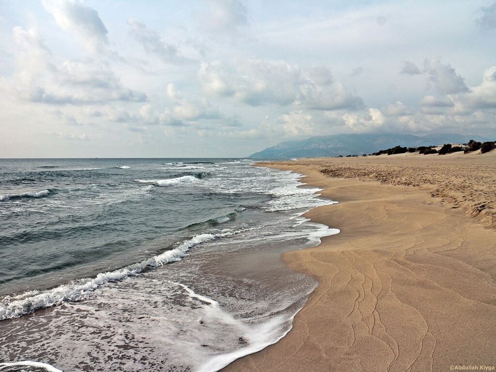 Photo showing the long stretch of stunning Patara Beach on the Turkish Riviera 