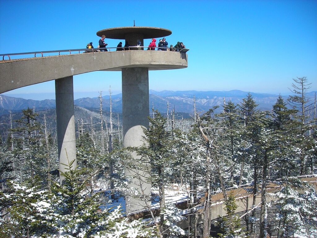 Photo of Clingmans Dome in Smoky Mountains Park in Winter, second of the 10 most visited US parks 