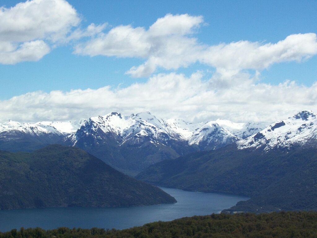 Picture showing the Futalaufquen, River with the Andes in the background