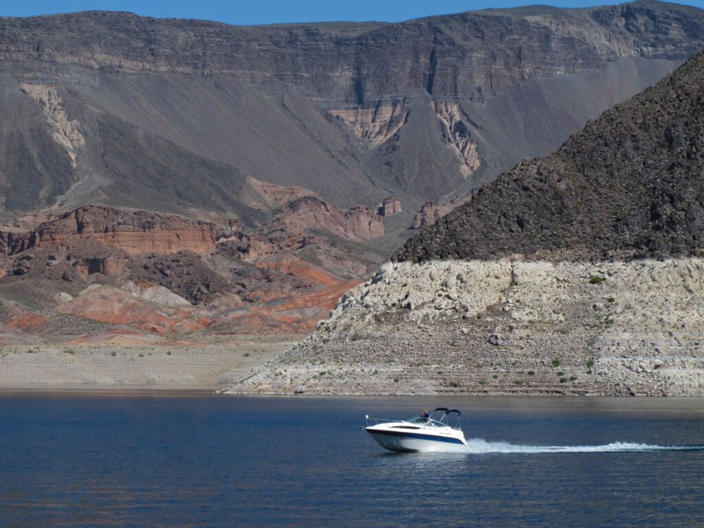 Photo showing a boat on Lake Mead National Recreation Area, fifth of the 10 most visited US parks 