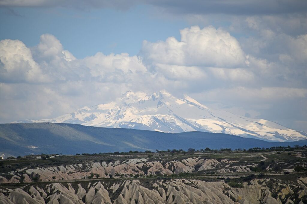 Photo showing snow on Mt. Erciyes, one of the inspiring scenic mountain hikes 