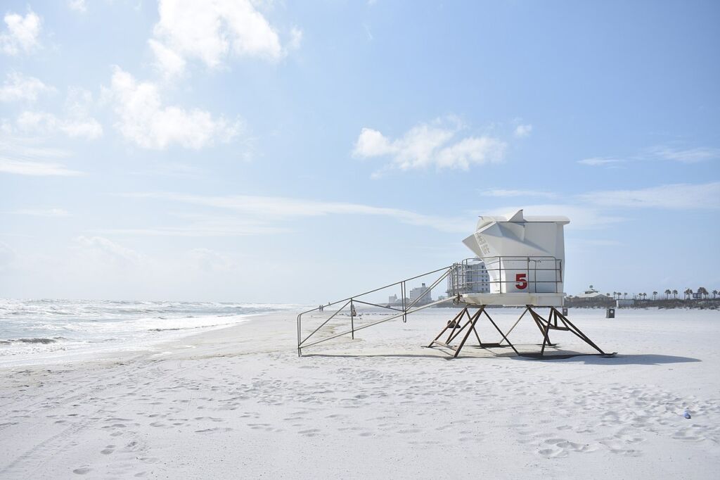 Photo of Lifeguard Stand on Pensacola Beach, located in the ninth of the most visited US parks
