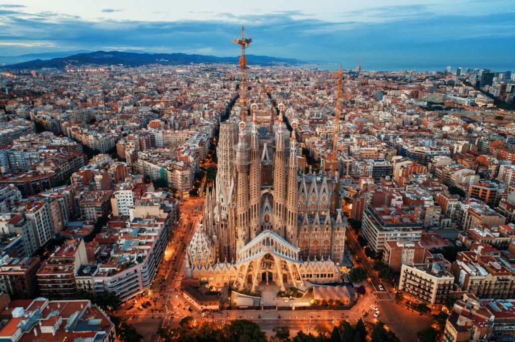 Tourist attraction Basílica de la Sagrada Família in Barcelona, Spain - Catalonia.