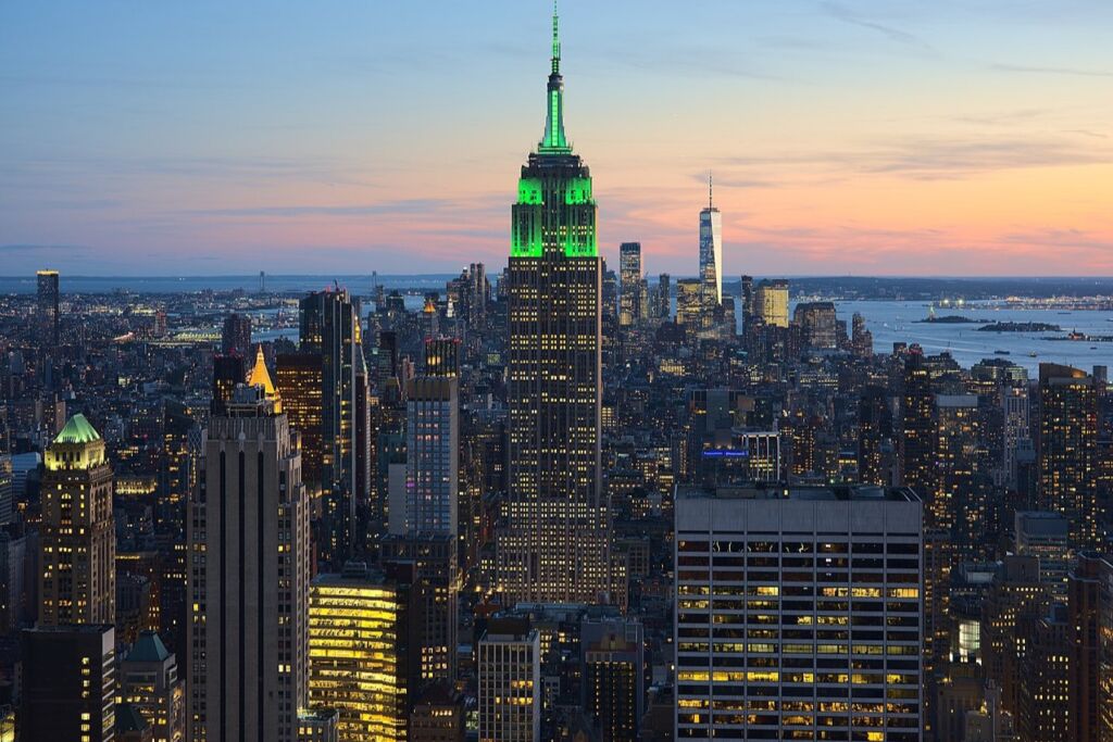The iconic Empire State Building at Sunset New York City