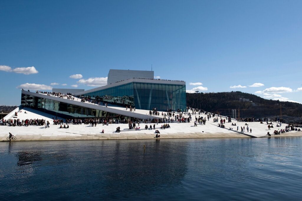 Oslo Opera Hall with people in the summer