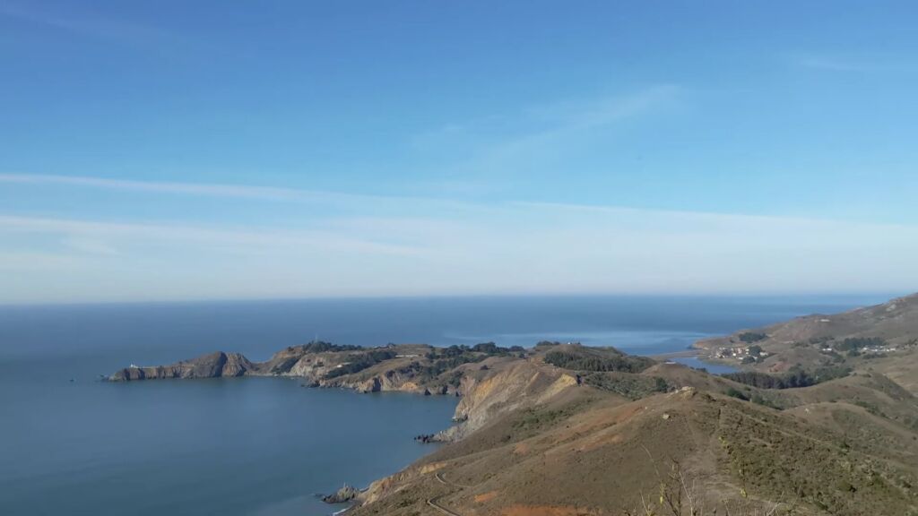 Mountainous coastal region in Marin County of the Pacific Ocean.