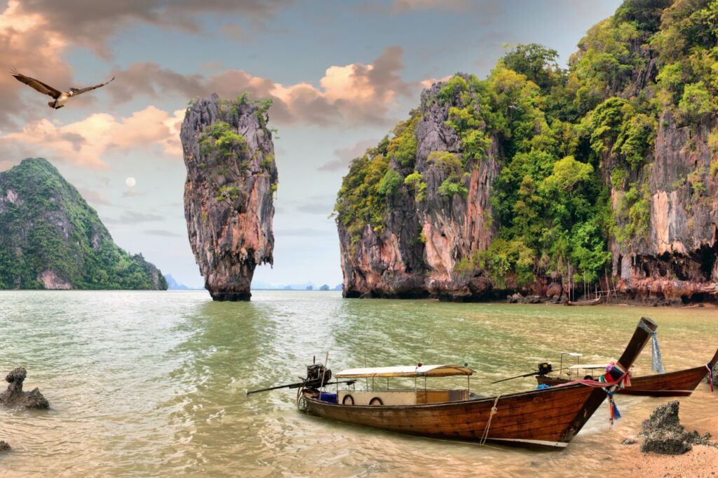 Khao Phing Kan, or The James Bond Rock, at Phang Nga Bay in Phuket, Thailand.
